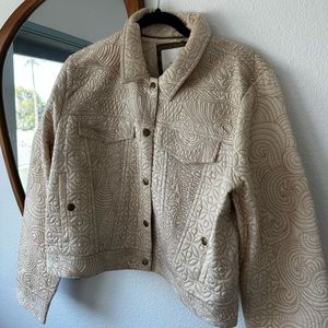 BY ANTHROPOLOGIE Embroidered cream jacket Large